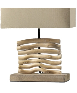 LAMPADA DA TAVOLO "MARICA" IN LEGNO E STOFFA, E27